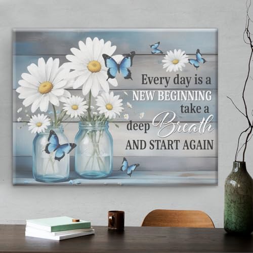 Inspirational Wall Art Decor, Every Day is A New Beginning Framed...