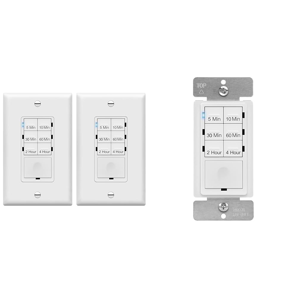 ENERLITES 4-Hour Countdown Timer Switch 2 Pack and Countdown Timer Switch with 6 Preset Options