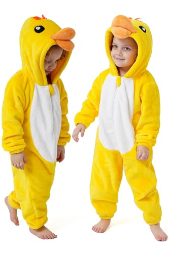 Dilufun baby toddler duck onesie Halloween costume in soft flannel for ages 0 to 36 months