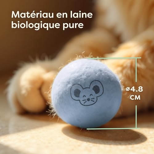 Balles pour Chats avec Clochettes - 4 Balles en Laine - Jouets pour Chats Durables Aux Couleurs Vives & Au Doux Son - Sac De Rangement Inclus – Image 5