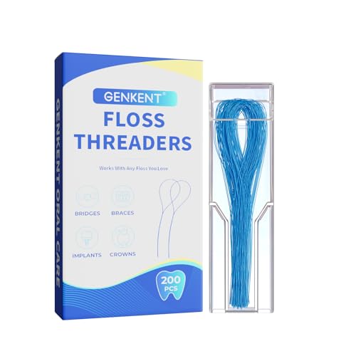 GENKENT Floss Threaders 200 Count Floss for Braces Bridges Implants Deep Clean Dental Floss Threader (2 Pack)