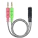 Produktbild MillSO 3,5mm Klinke Adapter - Y Splitter Audio Kabel mit Separater Mikrofon und Kopfhörer Stecker für PC, PS4 Gaming Headset - 20CM Schwarz