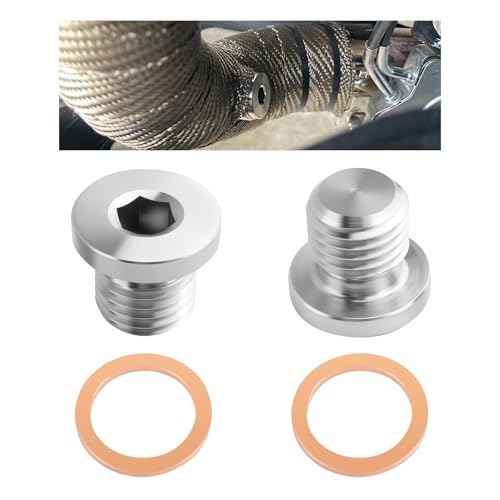 2PCS M12x1.5 Sensor Plug Inner Hex Head with Brass O-Ring,Stainless Steel Sensor Bung Sealing Exhaust System,Universal Car Accessories for Car Truck Motorcycle Exhaust Pipe and Sensor (M12x1.5)