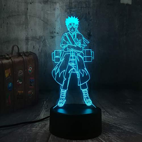 Preisvergleich Produktbild Glanz Japanisch Naruto Anime Unsterbliches Modell Uzumaki Naruto 3D Nachtlicht Schreibtischlampe Mehrfarbige RGB-Glühbirne Wohnkultur Weihnachtsgeburtstagsfeier Stimmung Lava Cartoon Kinderspielzeug