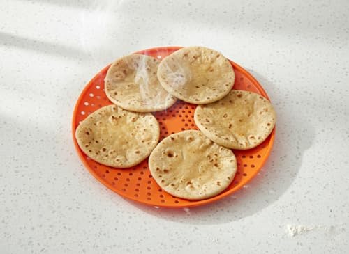 Image of Multi-Color Plastic Roti Tray with Ventilation Holes | Round Chapati Serving & Storage Plate | Lightweight & Durable Kitchen Bread Holder for Home & Dining Use (Pack of 1)