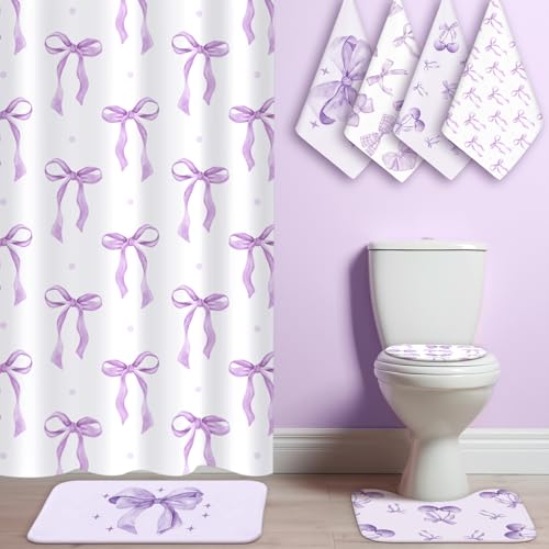 Honeydak 8 Pcs Bow for Shower Curtain Sets for Bathroom