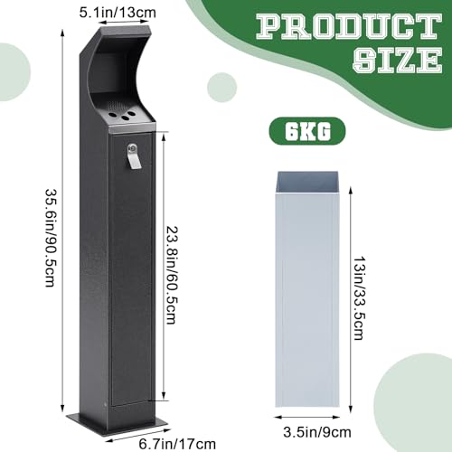 Cinnvoice Outdoor Standing Disposal Receptacle Commercial Metal Standing Waste Bin Vertical Trash Can for Entrance Public Areas Walkway Hotel Office Patio Exterior Facility Use(Rectangle) by Cinnvoice - Used condition - Image 2