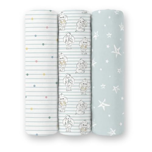 Image of haus & kinder 100% Cotton Muslin Swaddle Wrap for New Born Baby | Pack of 3 (120x120 cm) | Baby Blanket & Swaddles for Newborn | Twinkle Dreams Collection
