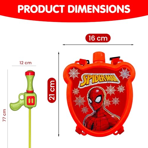 Image of Spider Water Gun with Backpack Tank for Babies, Kids - Cartoon Superhero Style Water Blaster Set with Adjustable Straps, Long Spray Range - Summer Outdoor Pool & Holi Toy