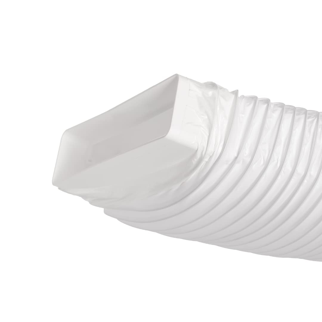 220 x 55 mm długość 50 cm prostokątny elastyczny wąż kanałowy - biała plastikowa wygięta PCW