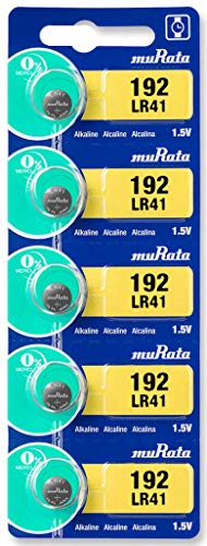 Murata LR41 Battery AG3 392A 1.55V Alkaline Button Cell (5 Batteries)