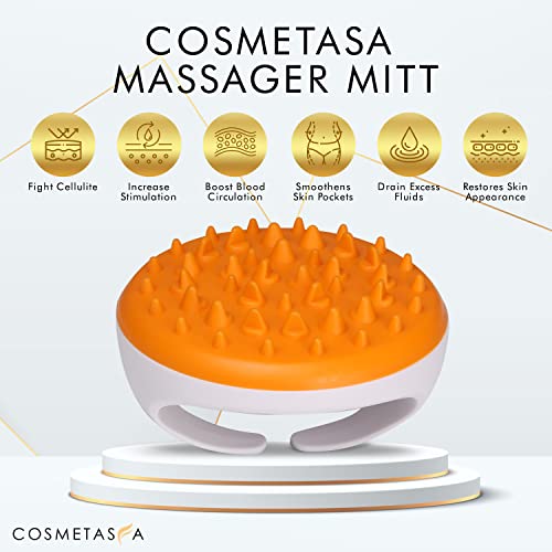 Cellulite Massage Oil With Massager Mitt - 100% Natural Cellulite Oil, Highly Absorbable And Deeply Penetrates Skin- Firms, Tones, Tightens & Moisturizes Skin By Cosmetasa (8.8 Oz) #TOP6
