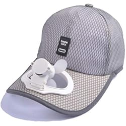 Ventilador Refrigerador Lg Kemelo Gorra de béisbol de Malla con protección Solar de Verano para Adultos con Mini Ventilador de refrigeración Recargable USB, Gorra de béisbol para niños, Gris Claro