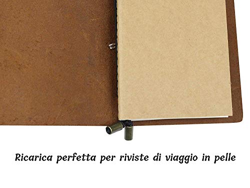 Wanderings Reisetagebuch Einsätze Regular - 21cm x 11cm - Kariertes Papier - 3er Set - Skizzenbuch Einsätze Für Nachfüllbare Notiz- Und Skizzenbücher Aus Leder, Tagebücher Oder Planer