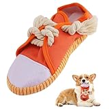 vocheer Dog Chew Toy, Dog Toys to Keep Them Busy Durable Teething Shoe Interactive Squeaky Puppy Toy,Small,Medium Breze, Machine Washable(Orange)