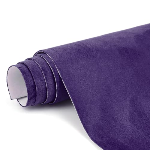 Image of Premium Purple Suede Fabric Wrap - 17x70 inch Suede Wrap for Car Interior - Self-Adhesive Microfiber and Synthetic Leather, Stretchable Interior Film for Car and Home Decor