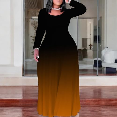 Image of PinkPatty Women's Plus Size Long Sleeve Maxi Dresses T Shirt Boho Fall Dress with Pockets