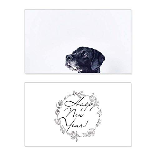 Tarjeta de Año Nuevo con foto de perro blanco personalizable
