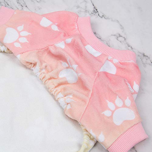 CuteBone Gradient Fußabdruck Hundepyjama für kleine, Mittelgroße Hunde, Weiches Material, Dehnbar Hunde-Strampler, Hunde Winterjacken und mäntel P09XS-DE