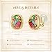 YOQUCOL Colorful Oval Natural Stone Trendy Clip On Stud Earrings for Women Gold Plated Non Pierced Statement Earrings Fashion Jewelry