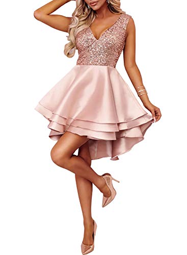 Vestido Las Mujeres V Cuello Las señoras Mini Vestido