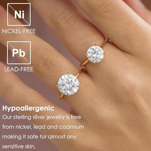 Michooyel 18K Gold Plated Round Cut Solitare 925 Sterling Silver | 2ct Engagement Ring Women, Wedding Ring, Promise Ring Cubic Zirconia2