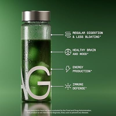 AG1 Greens Powder Supplement | Improve Gut Health | Multivitamin, Probiotic, Gluten Free, Vegan and Keto Friendly | Shaker & Scoop Included | 75 Vitamins (Athletic Greens), Classic Formula