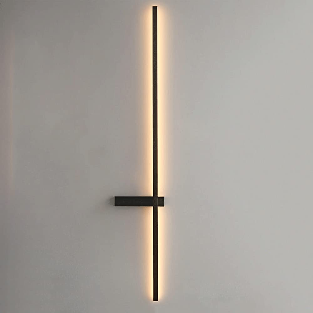 Aplique de pared lineal LED negro de diseño ultrafino para salón