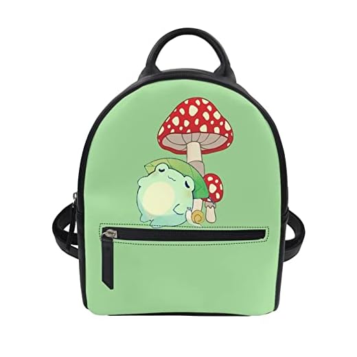 Showudesigns Mushroom Frog Backpack Purse Mini Backpack Water-resistant Small Backpacks Shoulder Bag for School Travel Mini Casual Daypack Green Snail