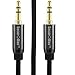 SecurOMax 6ft Aux Cable (3.5mm Male to Male Auxiliary Audio Cable) with Shielded Cord for Car/Auto Stereo Speakers, Headphones, Mp3 Player, iPhone, iPod, iPad & Computer (Black & Metal)