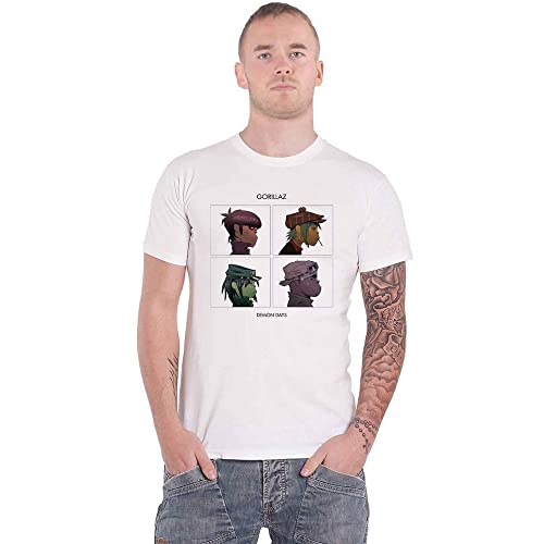 Gorillaz - Camiseta para Hombre, Color Blanco, Talla L
