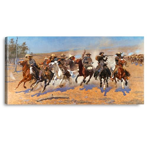 A&T ARTWORK A Dash for the Timber by Frederic Remington The World Classic Art Reproductions, Giclee Canvas Prints Wall Art for Home Decor, 36X18 inches