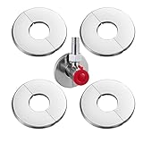 YadklDrnE Faucet Escutcheons Stainless Steel Round Escutcheon Plate 1 Inch, Split Flange Plumbing Cover Plates for Kitchen, Bathroom, and Balcony Pipes 4pas