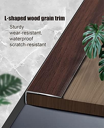 Wood Effect Aluminum Stair Nosing Edge Trim - 2 Pack Stair Nose Protector for Indoor & Outdoor Steps - Durable Tread for Laminate & Tile Flooring - Stylish Edge Guard