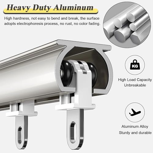 Riel de aluminio pesado de 4 metros con accesorios de montaje en pared 4