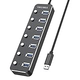 【Praktischer USB 3.0 Hub】Erweitert den einzelnen USB Port in 7 Standard USB Ports, über die Sie mehrere Geräte gleichzeitig anschließen können. Individuelle Schalter für jeden USB-Port ersparen Ihnen das lästige wiederholte Ein- und Ausstecken. Definitiv eine perfekte Lösung, um die USB-Schnittstelle Ihres Laptops zu schützen. Mit seinem 1,2 m langen USB-Verlängerungskabel erreichen Sie problemlos die Rückseite Ihrer Desktop-Workstation
