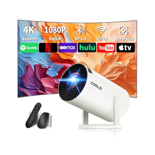 Mini Projector, Support 4K 1080P Portable Projector with Dual Band WiFi6 5G and Bluetooth 5.4, 270° Rotatable, Auto Keystone Correction, 35"-100" Video Projecto Compatible with HDMI/USB/Phone - White