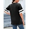 Oversized T Shirts for Women Ladies Tee Shirts Size 14 V Neck for Women UK Red Tshirt Workout Golf Hiking Women's T Striped-Black M #5