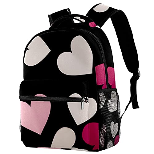 Sac à dos de voyage cœurs colorés avec poche gourde enfant