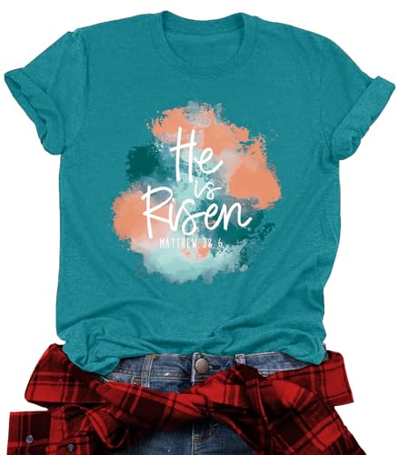 Image of Women Happy Easter T Shirt Bunny Rabbit Graphic T-Shirt Funny Letter Printed Shirts Short Sleeve Tops