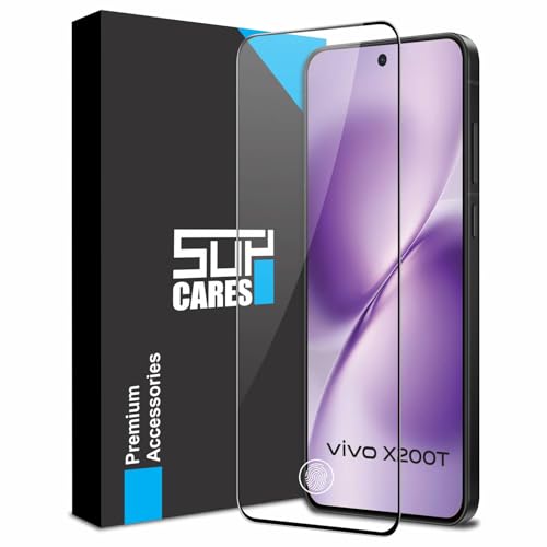 Image of SupCares Tempered Glass for Vivo X200T (6.67 Inch) With Installation Kit | 9H Edge to Edge Screen Protector | Black
