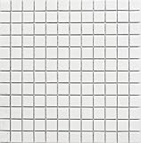 mosaico quadrato bianco lucido in ceramica mosaico, formato: 23 x 23 x 6 mm, dimensioni foglio: 300 x 300 mm, 1 foglio / opaco