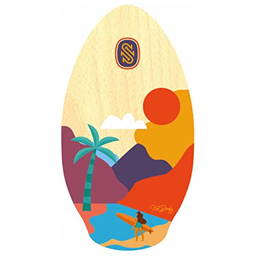Surfboard Skimboard SkimOne 37 95cm Kee Beach Arancione Giallo Legno