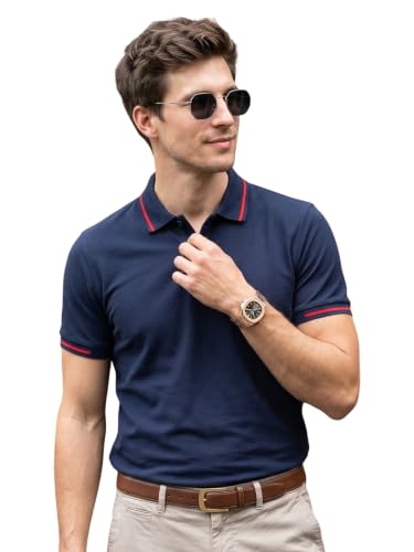 Image of Veirdo Pure Cotton Half Sleeves Regular Fit Plain Solid Classic Polo Colored Collar T-Shirt for Men (Colors: Olive, Maroon, Navy, Black, Green & Orange)