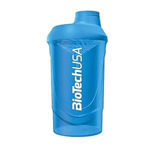BioTechUSA Wave Shaker | Bouteille shaker | 100% étanche | Mélange amélioré | Durable et sûr | Sans BPA, 600 ml, Cyan