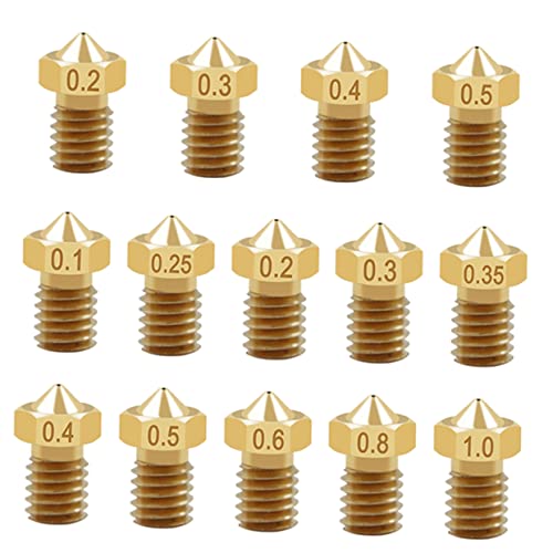 CIYODO 14pcs Printing Nozzle Extruder Head Brass for Printer Filament Compatible Ender Nozzles Extruder Printer Accessor