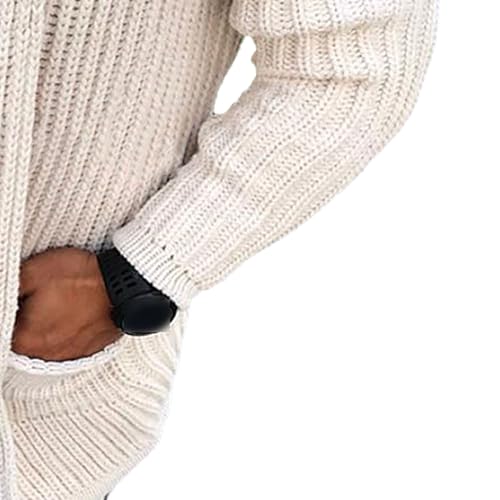 Men's Mid-Long Sweater Cardigan Shawl Collar Open Front Cardigans Long Sleeve Sweater Pockets for Men4