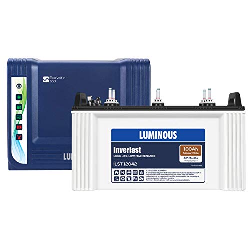 Luminous Eco Volt + 650 with Inverlast ILST12042 100Ah Tubular Battery Luminous Eco Volt + 650 with Inverlast ILST12042 100Ah Tubular Battery