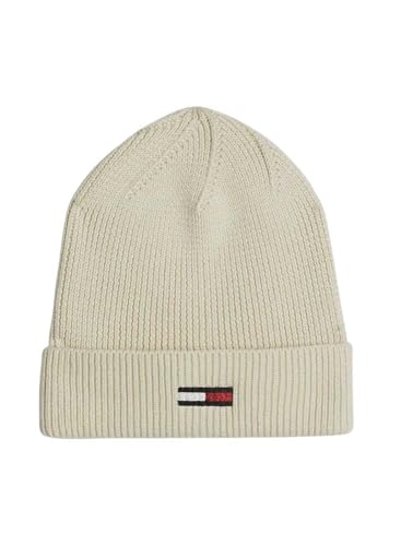 Tommy Jeans Damen Tjw Elongated Flag Aw0aw16777 Beanie-Mütze, Beige, Einheitsgröße EU