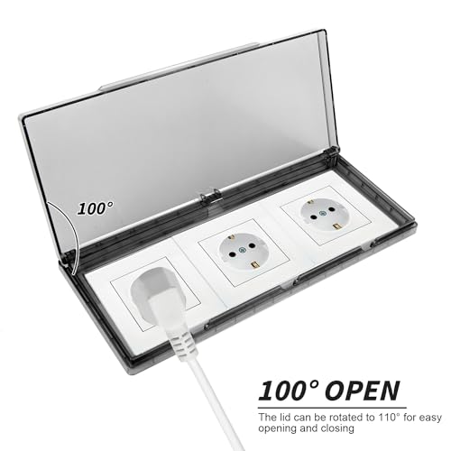 Miniatura 3 de Caja Enchufes Pared, Tipo 86 Impermeable Tapa De Enchufes Transparente, Cubierta De Interruptor Autoadhesivo Para Baño, Cocina, Dormitorio Y Exterior Capacidad Para Tres Enchufes